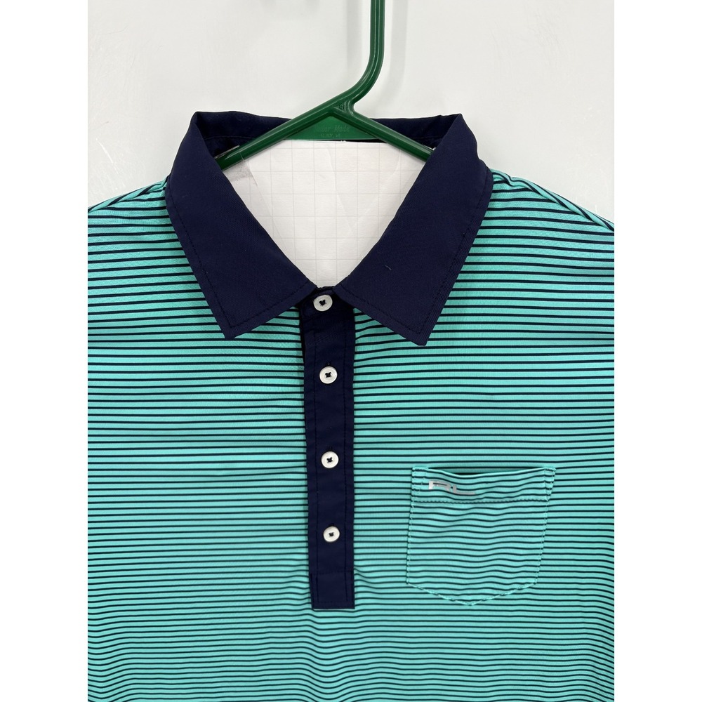LOT (2) - RLX Ralph Lauren Men's Striped Short Sleeve Golf Polo Shirts, Medium - Picture 8 of 9
